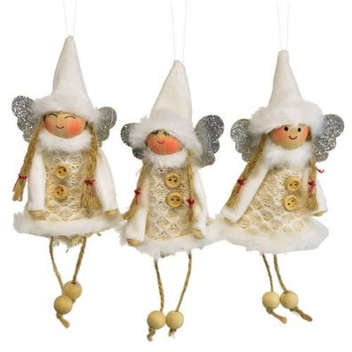 Engel mit Kappe 3 Stück, 10 cm