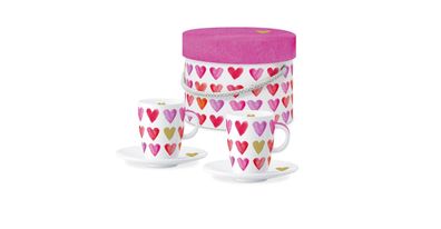 ppd Paperproducts Design Trend Espresso Set of 2 in Giftbox Aquarell Hearts gold