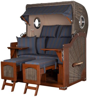 Strandkorbset bene living Ammersee Mahagoni Bullauge PE grau Modell 582 Liftersystem