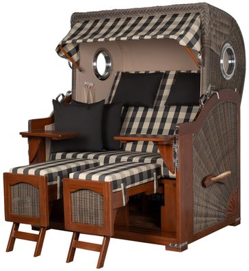 Strandkorbset bene living Ammersee Mahagoni Bullauge PE grau Modell 505 Liftersystem