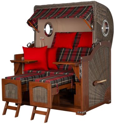 Strandkorbset bene living Ammersee Mahagoni Bullauge PE grau Modell 529 Liftersystem