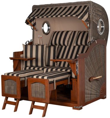 Strandkorbset bene living Ammersee Mahagoni Bullauge PE grau Modell 581 Liftersystem