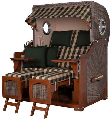 Strandkorbset bene living Ammersee Mahagoni Bullauge PE grau Modell 506 Liftersystem