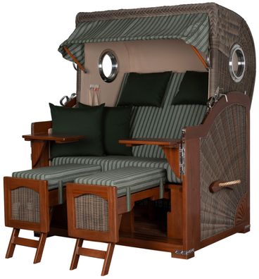 Strandkorbset bene living Ammersee Mahagoni Bullauge PE grau Modell 504 Liftersystem