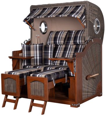 Strandkorbset bene living Ammersee Mahagoni Bullauge PE grau Modell 583 Liftersystem