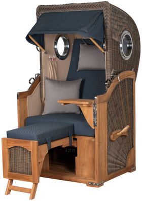 Strandkorbset - bene living - Ammersee 1-Sitzer Teak - PE grau - Modell 593