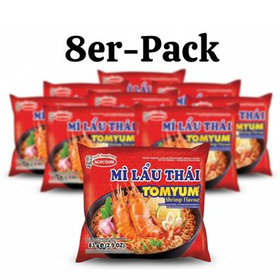 8er-Pack Acecook Instantnudeln Tom Yum Shrimp Mi Lau Thai 83g