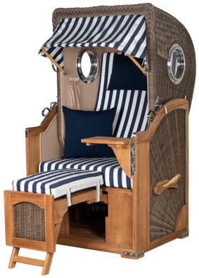 Strandkorbset - bene living - Ammersee 1-Sitzer Teak - PE grau - Modell 518