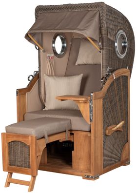 Strandkorbset - bene living - Ammersee 1-Sitzer Teak - PE grau - Modell 534