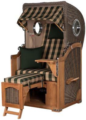 Strandkorbset - bene living - Ammersee 1-Sitzer Teak - PE grau - Modell 506