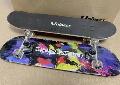 Unibest Skateboard Funboard Holzboard komplett 80x20cm Ahornholz Kinder Neu