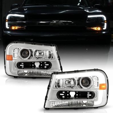 Chevrolet Trailblazer Scheinwerfer LED Tube chrom 02 - 09 2002 2009 06