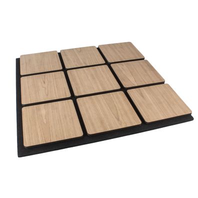 Akustikpaneel mit Holzfurnier Quadrat in Bright Teak - 600x585 mm - mit PET-Filz