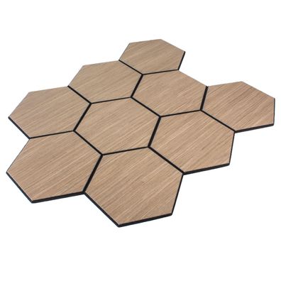 Akustikpaneel mit Holzfurnier Hexagon in Dark Walnut - 727x600 mm - mit PET-Filz