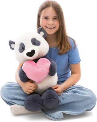 NICI Kuscheltier Love Panda mit Herz 50cm - schwarz - Weiches Plüschtier – niedliches
