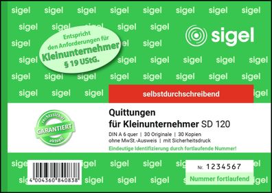 Sigel Quittung für Kleinunternehmer SD120