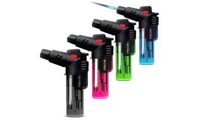 4er Turbo Sturm Feuerzeug Mini Bunsenbrenner Flambierer Gas-Brenner Jet Flame X2