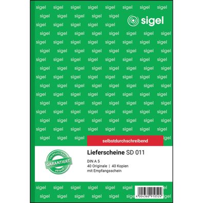 Sigel Lieferschein A5 SD 2x40Bl SD011