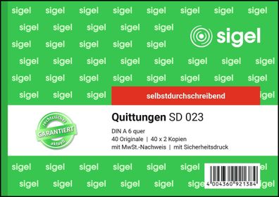 Sigel Quittung A6 SD 3x40Bl SD023