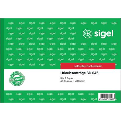 Sigel Urlaubsantrag A5q SD 2x40Bl SD045