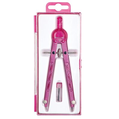 Geometriezirkel, Pink, Länge 165 mm, Zahnradführung, max. Kreis-Ø 360 mm, in Plastikb
