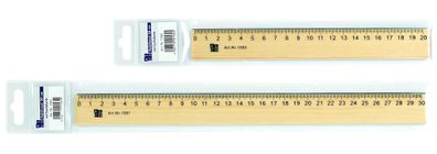 Holzlineal, naturfarben, 20 cm, abgerundete Tuschekante, mit Stahleinlage, mm-Einteil