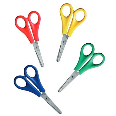 Bastelschere, spitz, 5,3'' = 13,5 cm bunt gemischt, mit mm-Skala, für Rechtshänder, V