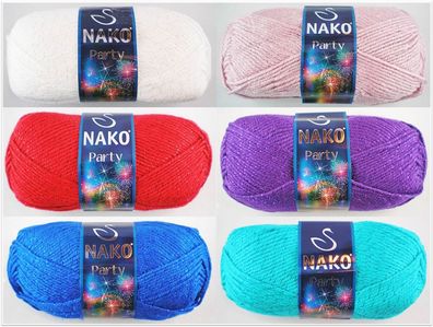 100g NAKO Party Effektgarn Lurex Glitzerwolle Stricken Häkeln GP 52,90€/1kg