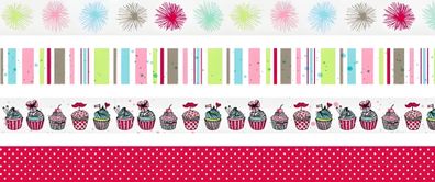 Deko Tapes Party Pompons jede Rolle 5 m x 15 mm Papier-Tapes pastell