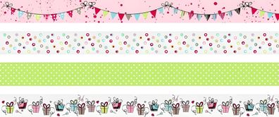Deko Tapes Party Girlande jede Rolle 5 m x 15 mm Papier-Tapes pastell