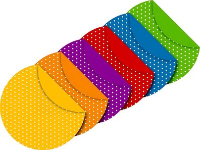 Faltblätter rund Punkte Ø 15 cm mit weissen Punkten