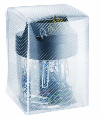 Magnetdose, schwarzer Deckel, inkl. 100 Briefklammern, lackiert, eckig, bunt gemischt