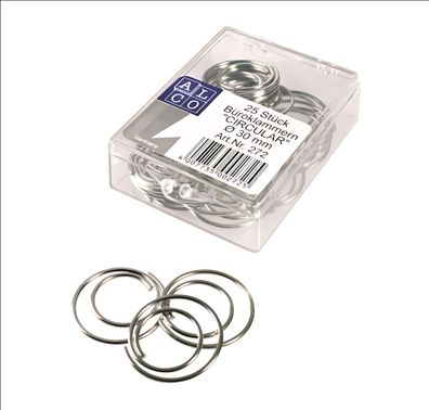 Büroklammern Circular, spiralförmig, rund, glanzvernickelt, Ø 30 mm, Dose à 25 Stück