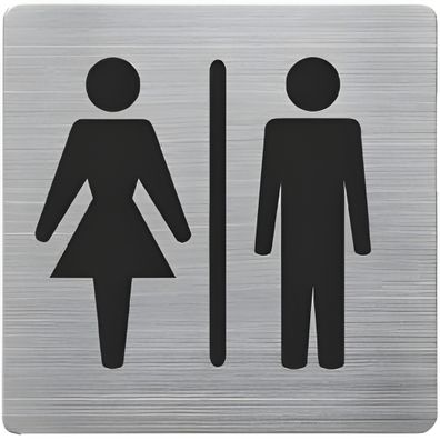 Piktogramm, ''WC Damen & Herren'' Edelstahl gebürstet, 90 x 90 mm, mit Selbstklebepad