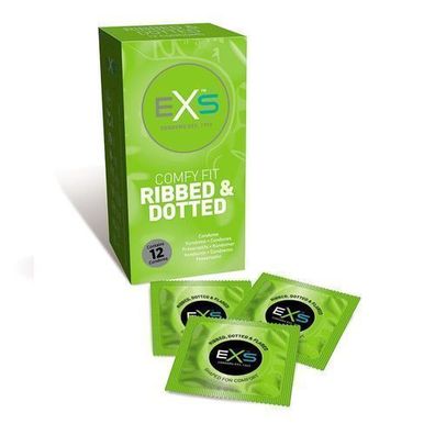 EXS Komfort Fit Gerippte & Gepunktete Kondome - 12er Pack