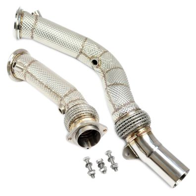 Edelstahl Downpipe Katersatz + Hitzeschutz 2,75" 70MM FÜR BMW M3 M4 S55 Biturbo