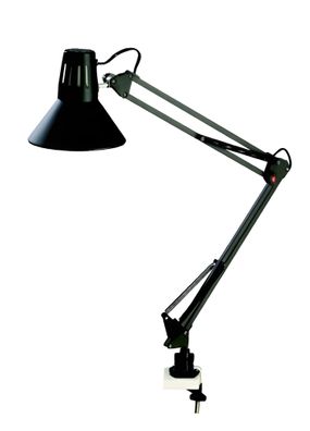 Tischleuchte, Metall, Schwarz, 2 Gelenke, E27, 230 V, 60 W, mit Tischklemme, ohne Leu
