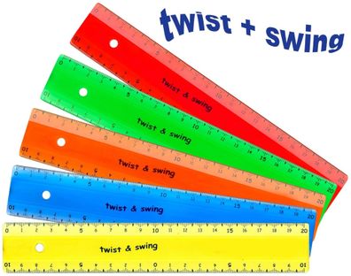 Twist & Swing Lineal 20 cm in fünf Farben sortiert 1 Stück