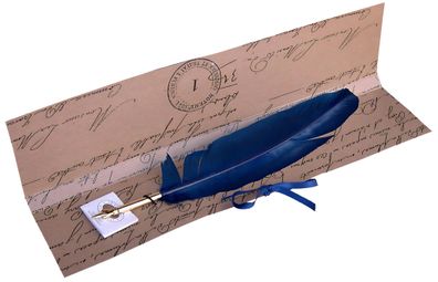 Rubinato Gänsekiel Geschenkbox Feder + Tinte blau