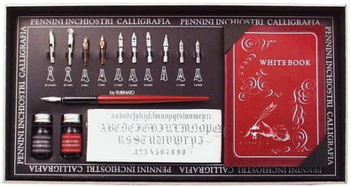 Rubinato Kalligraphie-Geschenkbox 10x Federn+Halter+2x Tinte+Buch