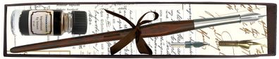 Kalligraphie-Set LUXUS mit Federhalter 3 Federn und 10 ml Tinte braun