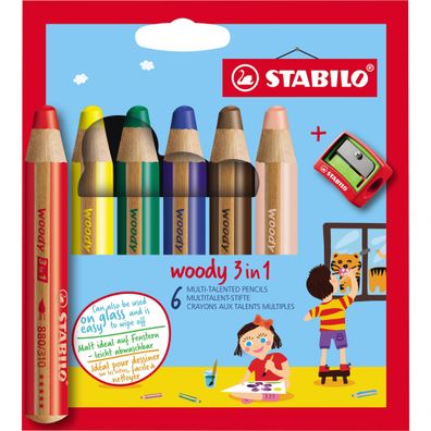 Stabilo woody 3 in 1, 6er Etui mit Spitzer