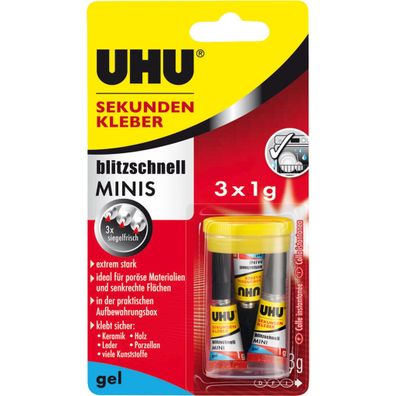 UHU Sekundenkleber Minis Gel in Box 3x1g