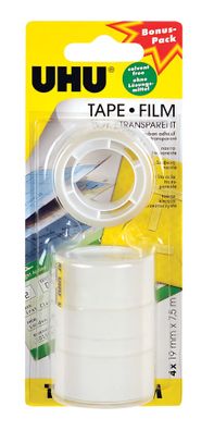 UHU Klebefilm transp. Nachfüllr. 7,5 m x 19 mm 3 + 1 Stück