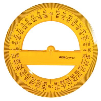Aristo Contrast Vollkreis-Winkelmesser 360 Grad, Durchmesser 12cm, orange