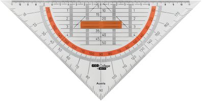 College Geometrie Dreieck 25 cm, transparent, Griff lösbar