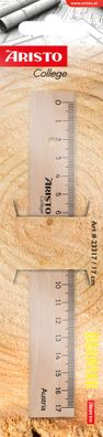 Aristo College Holzlineal 17 cm Birkenholz, Stahlkante, im Blister