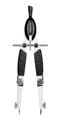 Aristo TopLine Schnellverstellzirkel, schwarz/weiß, 2 Gelenke, Minen