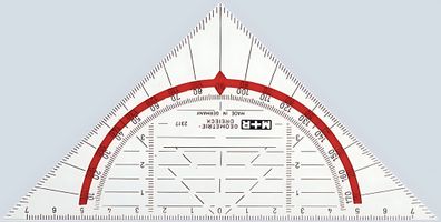Pagna Geometrie-Dreieck 16cm glasklar rot hinterlegt