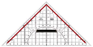 Pagna Geometrie-Dreieck 22cm Acrylg. glasklar rot hinterlegt